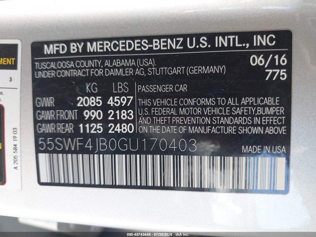 55SWF4JB0GU170403 2016 MERCEDES-BENZ C 300 photo no. 9