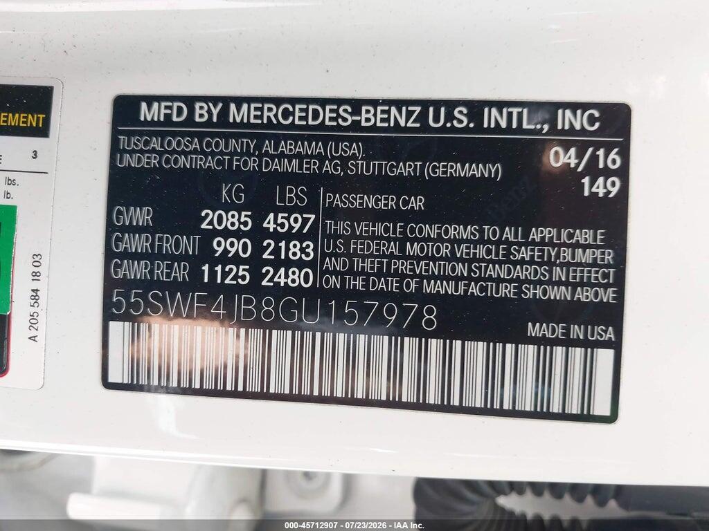 55SWF4JB8GU157978 2016 MERCEDES-BENZ C 300 photo no. 9