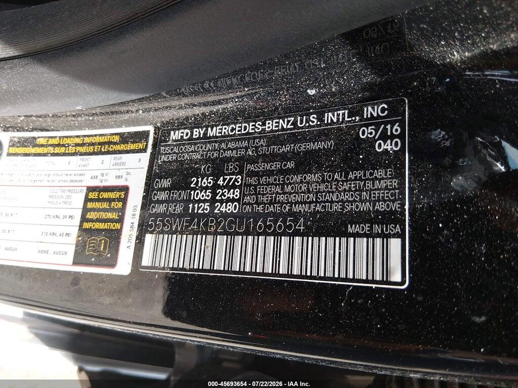 55SWF4KB2GU165654 2016 MERCEDES-BENZ C 300 photo no. 9