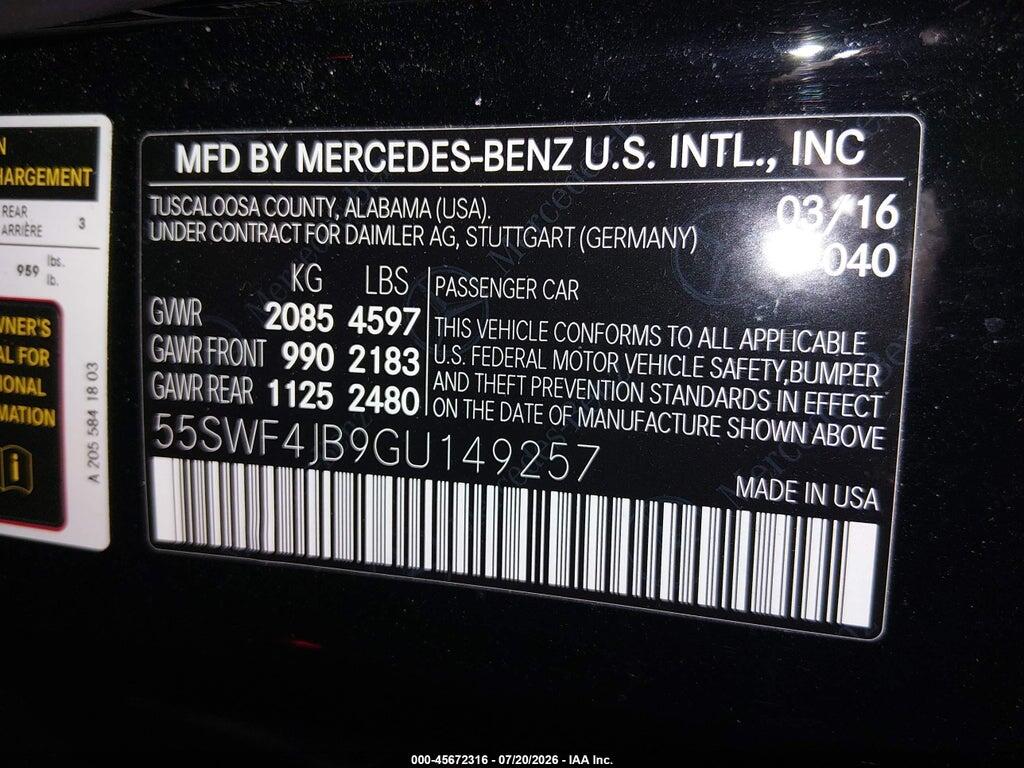 55SWF4JB9GU149257 2016 MERCEDES-BENZ C 300 photo no. 9