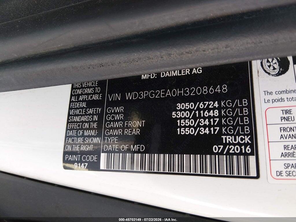 WD3PG2EA0H3208648 2017 MERCEDES-BENZ METRIS photo no. 9