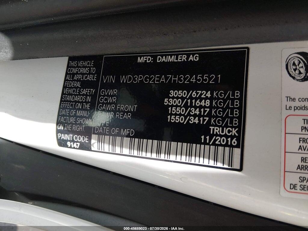 WD3PG2EA7H3245521 2017 MERCEDES-BENZ METRIS photo no. 9