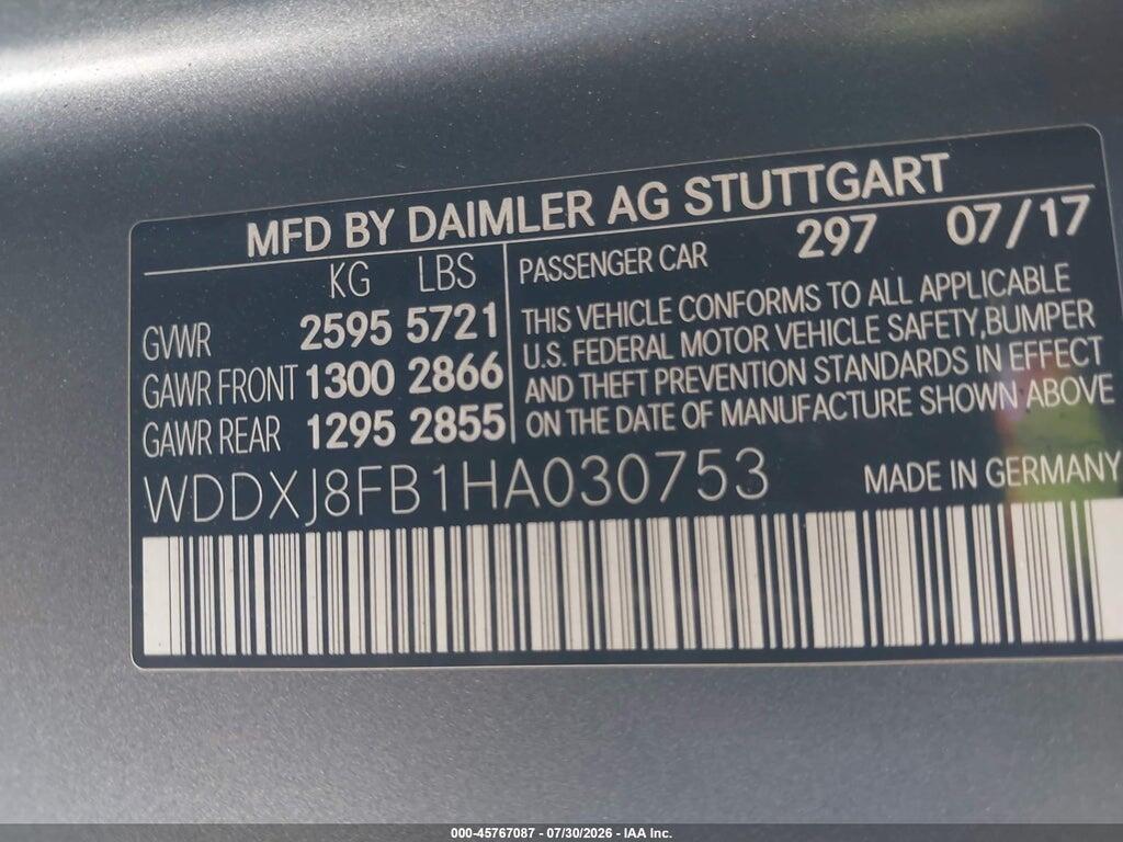 WDDXJ8FB1HA030753 2017 MERCEDES-BENZ S 550 photo no. 9