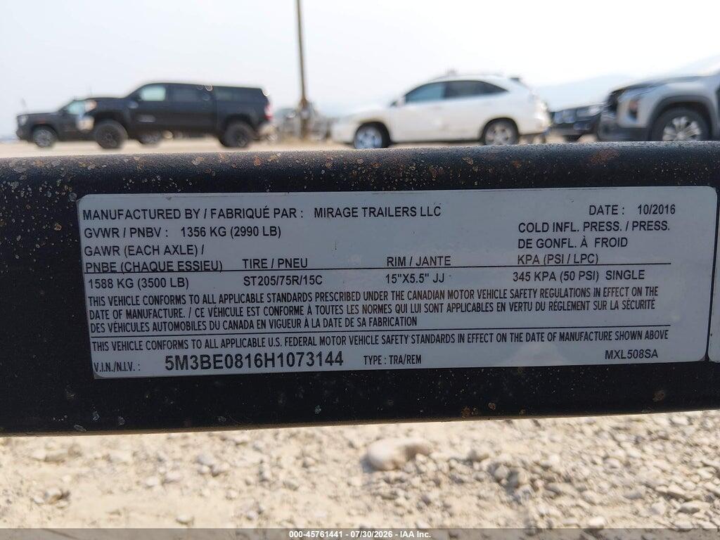 5M3BE0816H1073144 2017 MIRAGE TRAILER photo no. 9