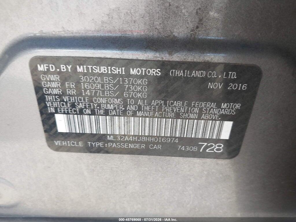 ML32A4HJ8HH016974 2017 MITSUBISHI MIRAGE photo no. 9