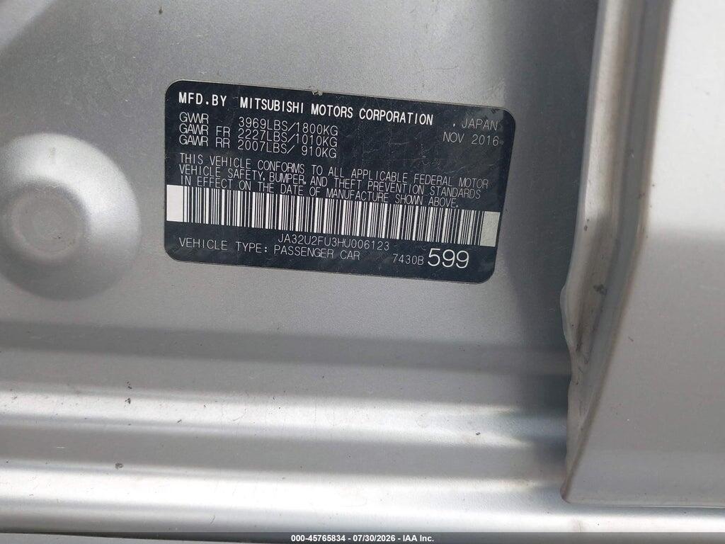 JA32U2FU3HU006123 2017 MITSUBISHI LANCER photo no. 9