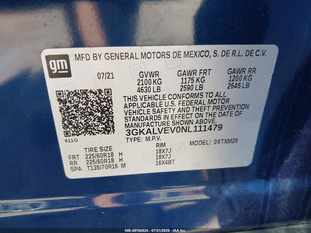 3GKALVEV0NL111479 2022 GMC TERRAIN photo no. 9