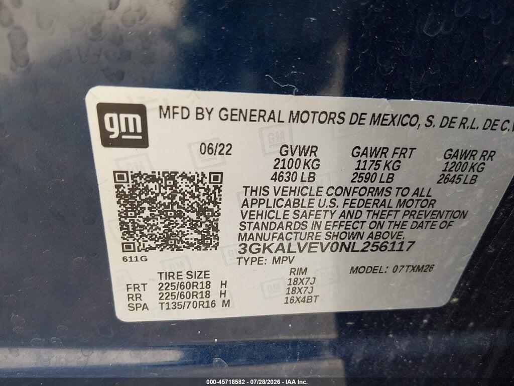 3GKALVEV0NL256117 2022 GMC TERRAIN photo no. 9