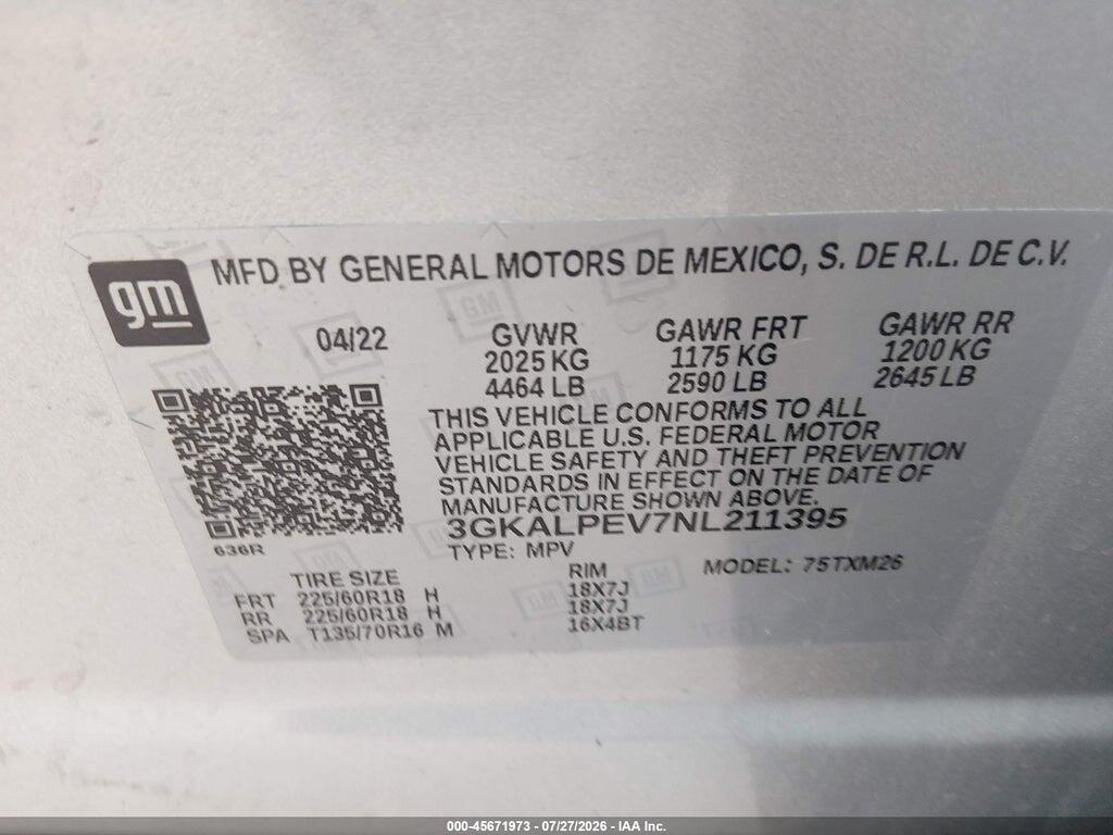 3GKALPEV7NL211395 2022 GMC TERRAIN photo no. 9