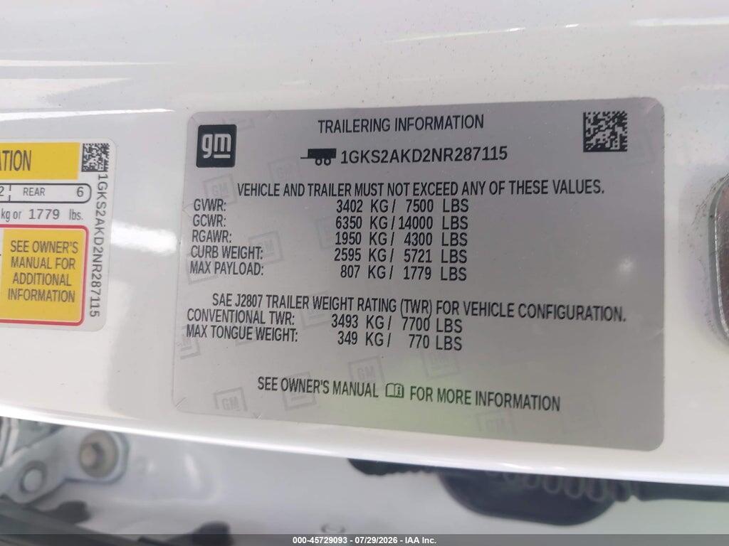 1GKS2AKD2NR287115 2022 GMC YUKON photo no. 9