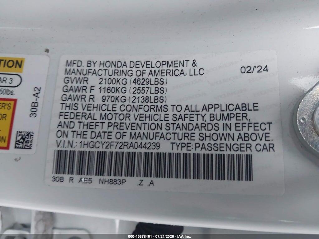 1HGCY2F72RA044239 2024 HONDA ACCORD photo no. 9