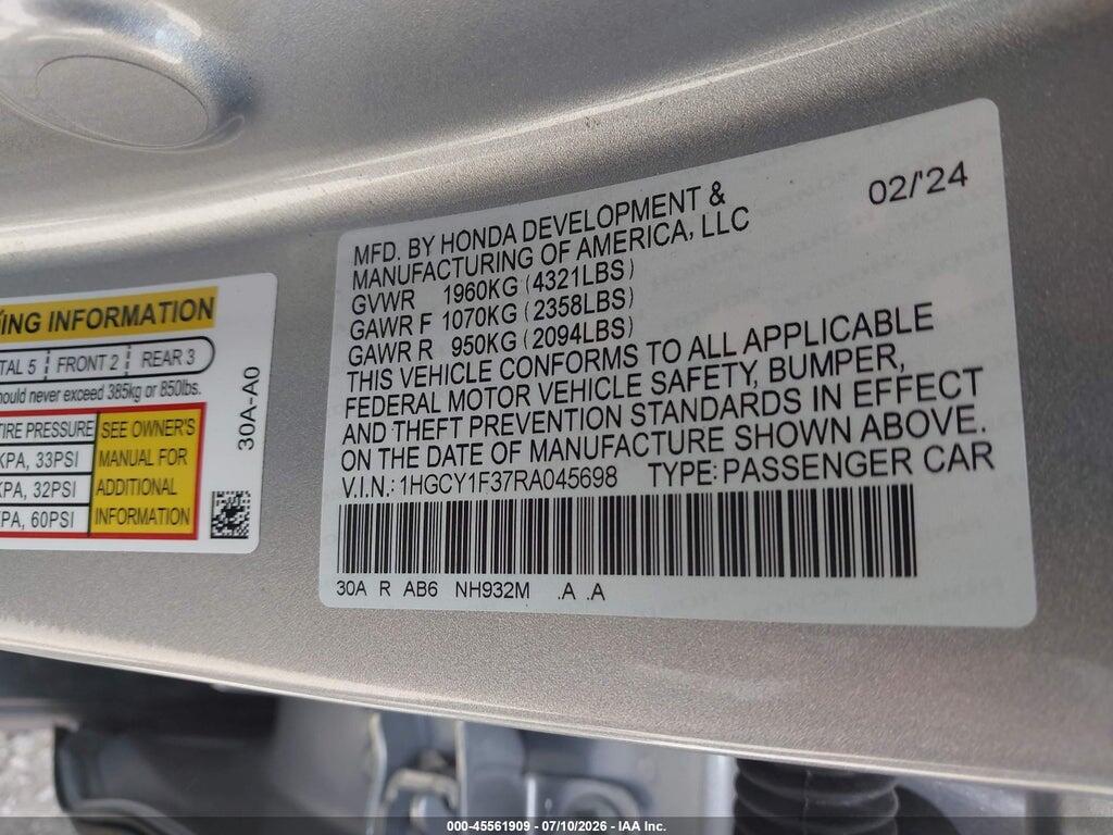 1HGCY1F37RA045698 2024 HONDA ACCORD photo no. 9