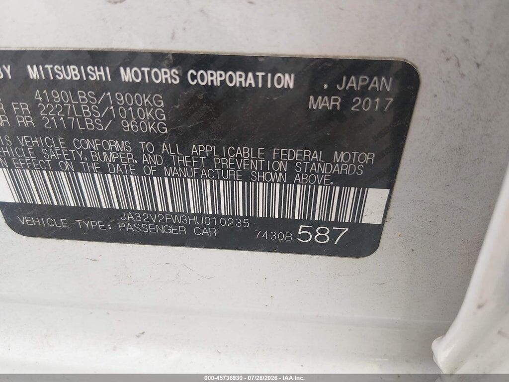 JA32V2FW3HU010235 2017 MITSUBISHI LANCER photo no. 9