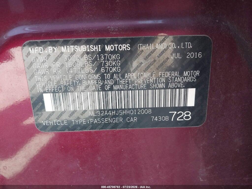 ML32A4HJ5HH012008 2017 MITSUBISHI MIRAGE photo no. 9