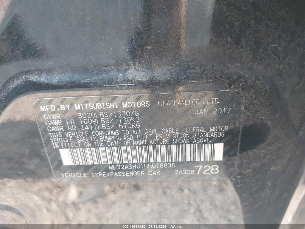 ML32A3HJ1HH018835 2017 MITSUBISHI MIRAGE photo no. 9