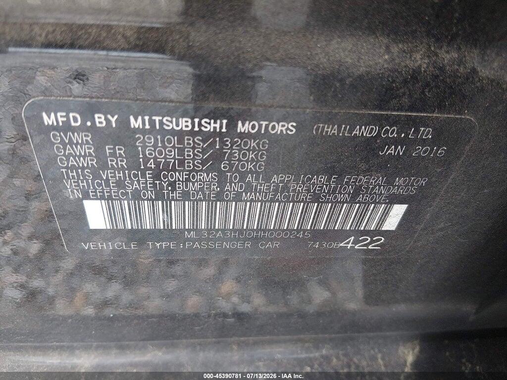 ML32A3HJ0HH000245 2017 MITSUBISHI MIRAGE photo no. 9