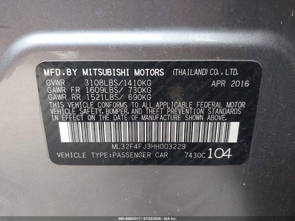 ML32F4FJ3HH003229 2017 MITSUBISHI MIRAGE G4 photo no. 9