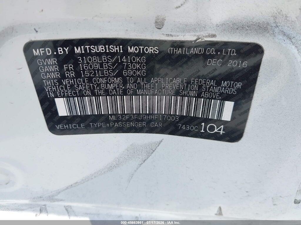 ML32F3FJ9HHF17003 2017 MITSUBISHI MIRAGE G4 photo no. 9