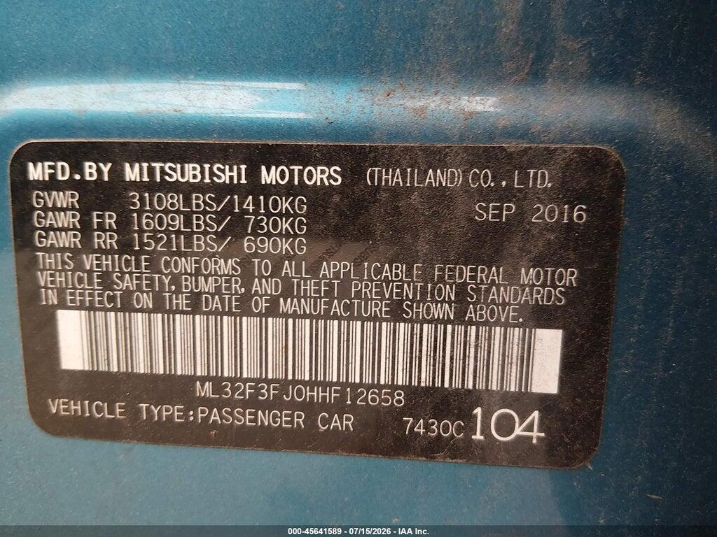 ML32F3FJ0HHF12658 2017 MITSUBISHI MIRAGE G4 photo no. 9