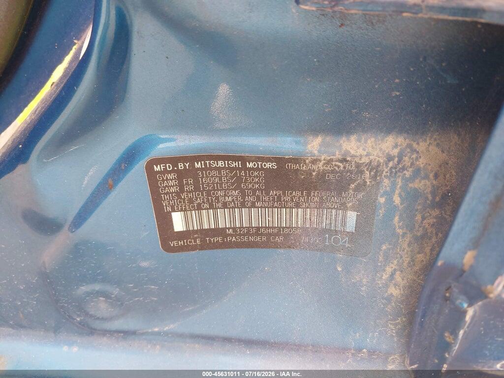ML32F3FJ6HHF18058 2017 MITSUBISHI MIRAGE G4 photo no. 9