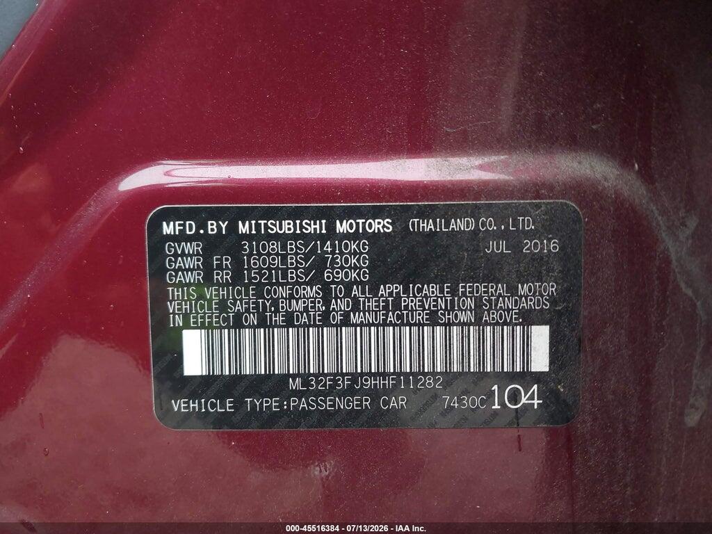 ML32F3FJ9HHF11282 2017 MITSUBISHI MIRAGE G4 photo no. 9
