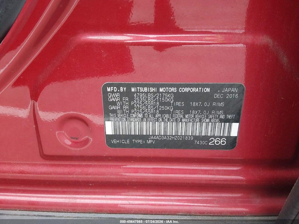 JA4AD3A32HZ021839 2017 MITSUBISHI OUTLANDER photo no. 9