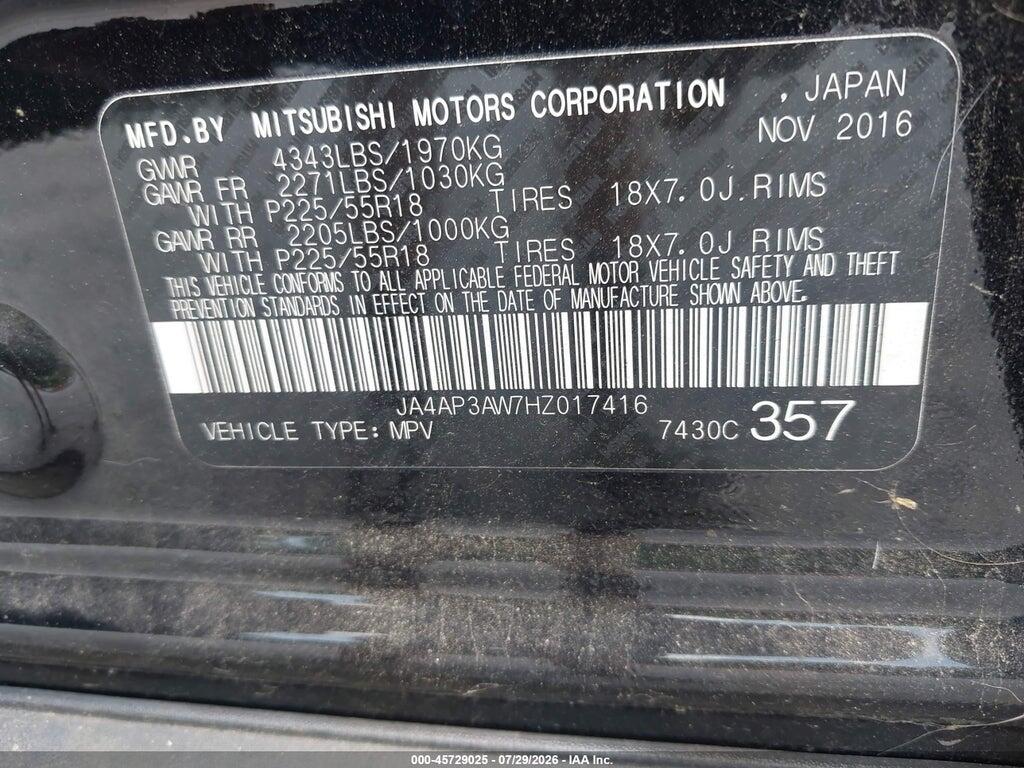 JA4AP3AW7HZ017416 2017 MITSUBISHI OUTLANDER SPORT photo no. 9