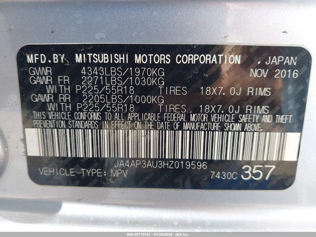 JA4AP3AU3HZ019596 2017 MITSUBISHI OUTLANDER SPORT photo no. 9