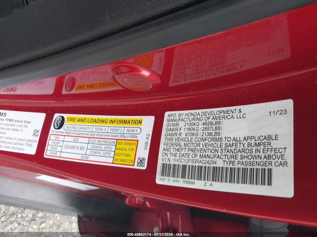 1HGCY2F50RA024294 2024 HONDA ACCORD HYBRID photo no. 9