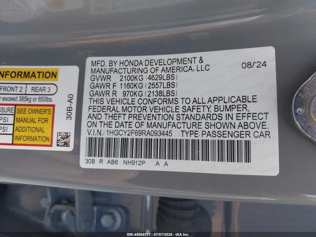 1HGCY2F69RA093445 2024 HONDA ACCORD HYBRID photo no. 9