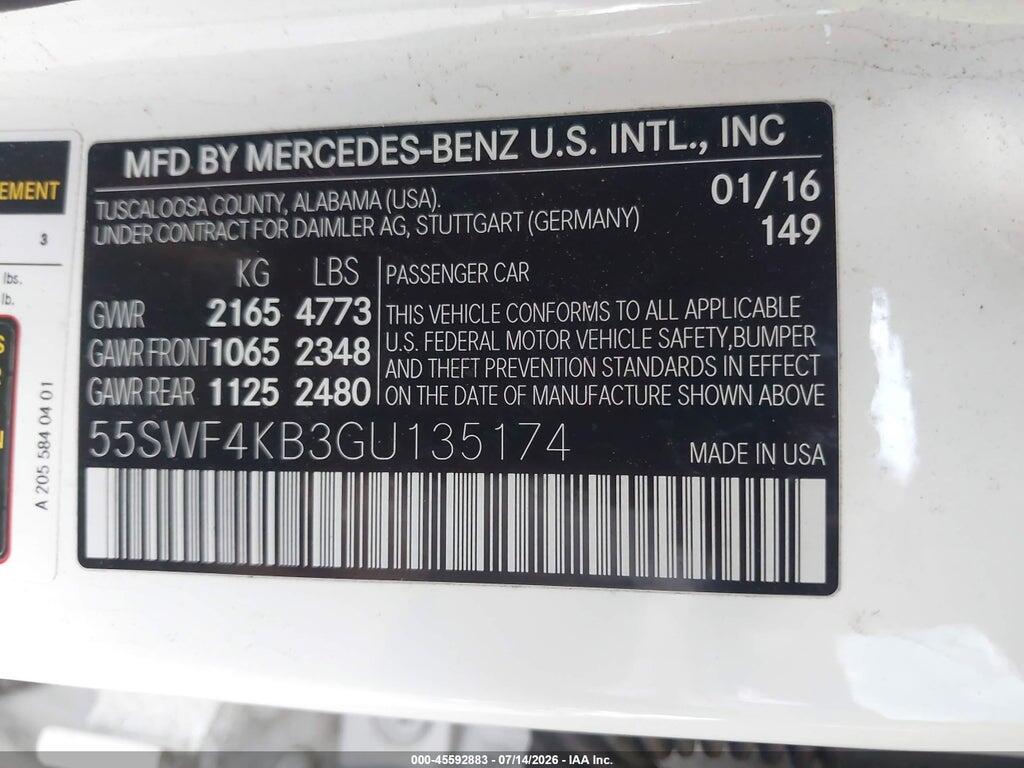 55SWF4KB3GU135174 2016 MERCEDES-BENZ C 300 photo no. 9