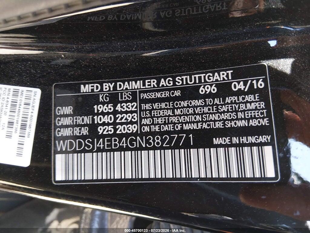 WDDSJ4ED4GN382771 2016 MERCEDES-BENZ CLA 250 photo no. 9