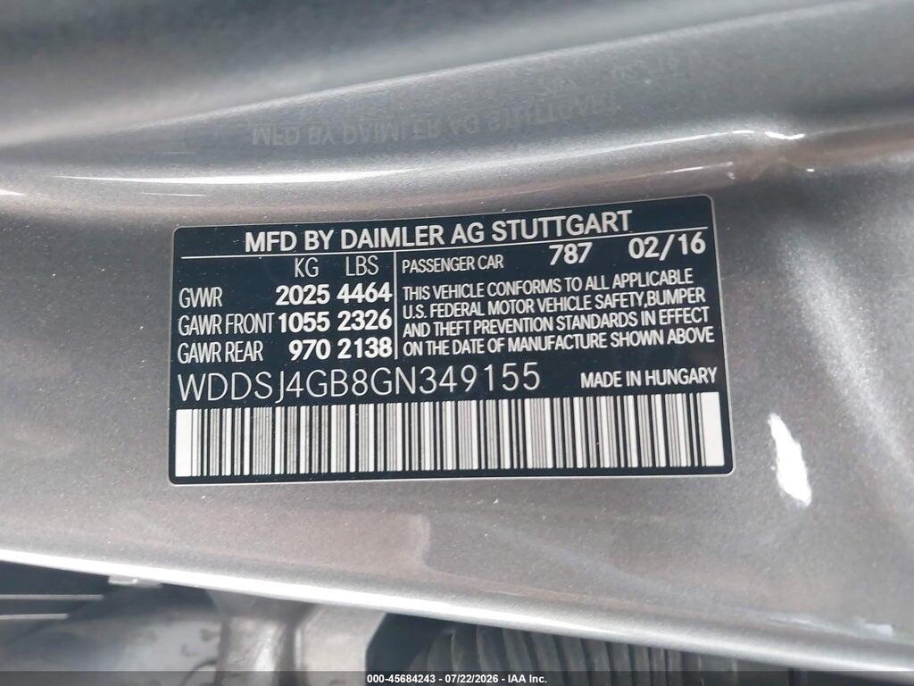 WDDSJ4GB8GN349155 2016 MERCEDES-BENZ CLA 250 photo no. 9