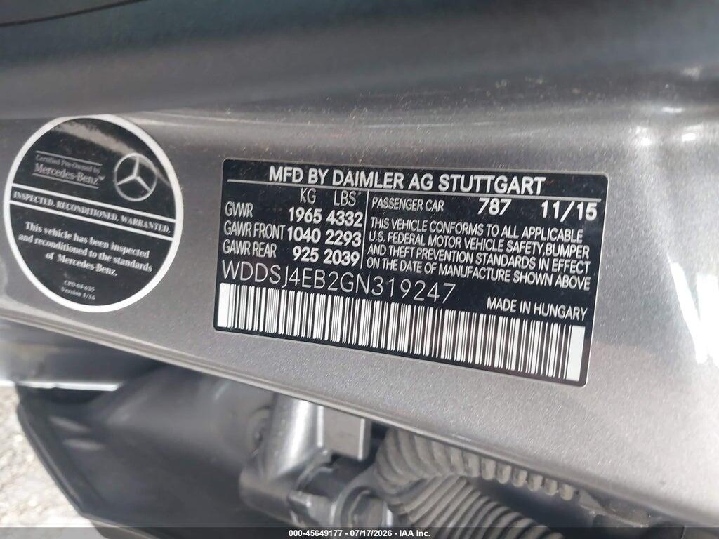 WDDSJ4EB2GN319247 2016 MERCEDES-BENZ CLA 250 photo no. 9