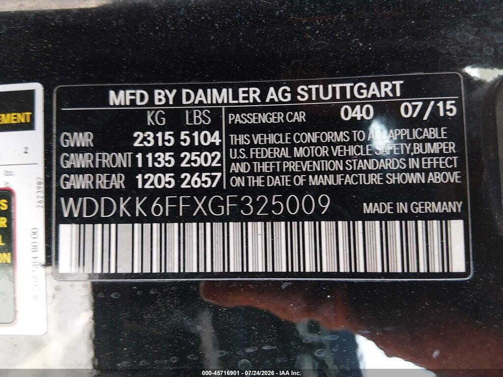 WDDKK6FFXGF325009 2016 MERCEDES-BENZ E 400 photo no. 9