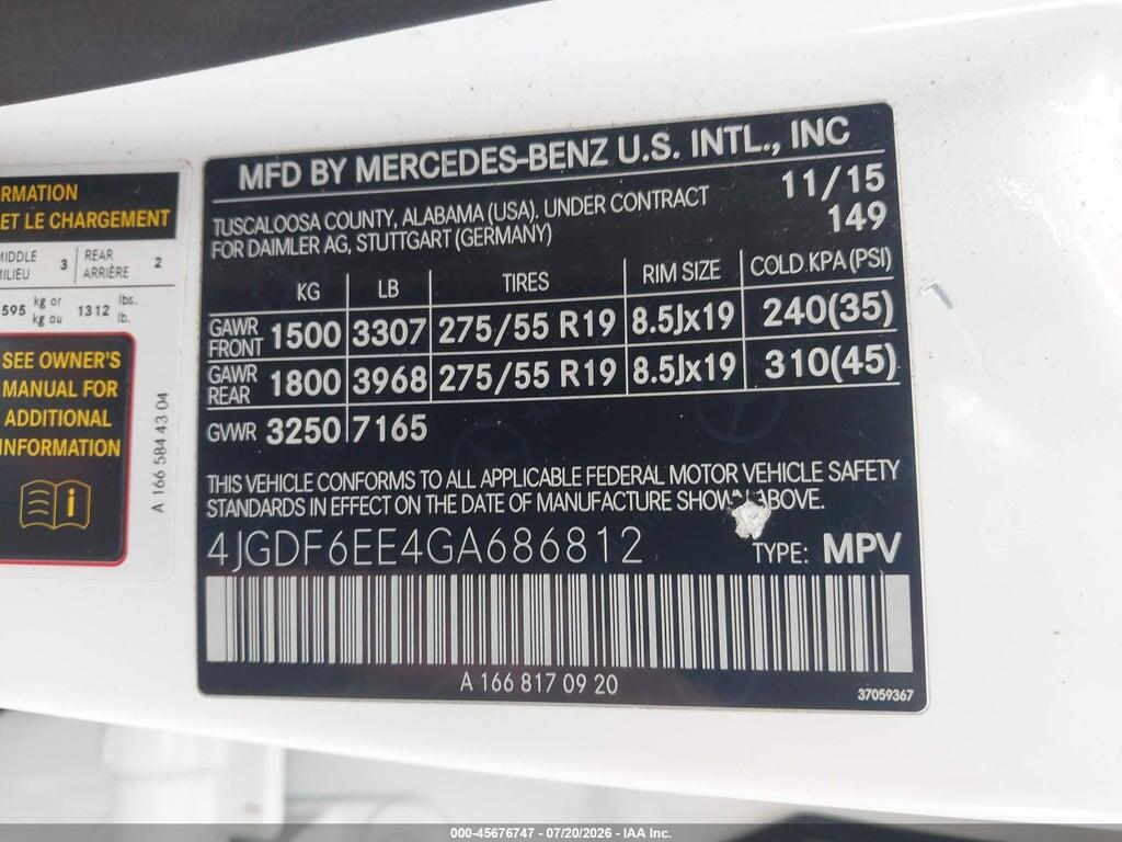 4JGDF6EE4GA686812 2016 MERCEDES-BENZ GL 450 photo no. 9