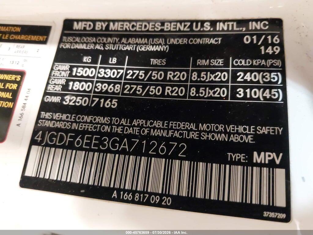 4JGDF6EE3GA712672 2016 MERCEDES-BENZ GL 450 photo no. 9