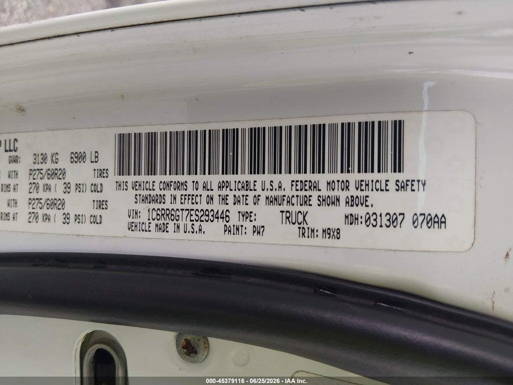 1C6RR6GT7ES293446 2014 RAM 1500 photo no. 9