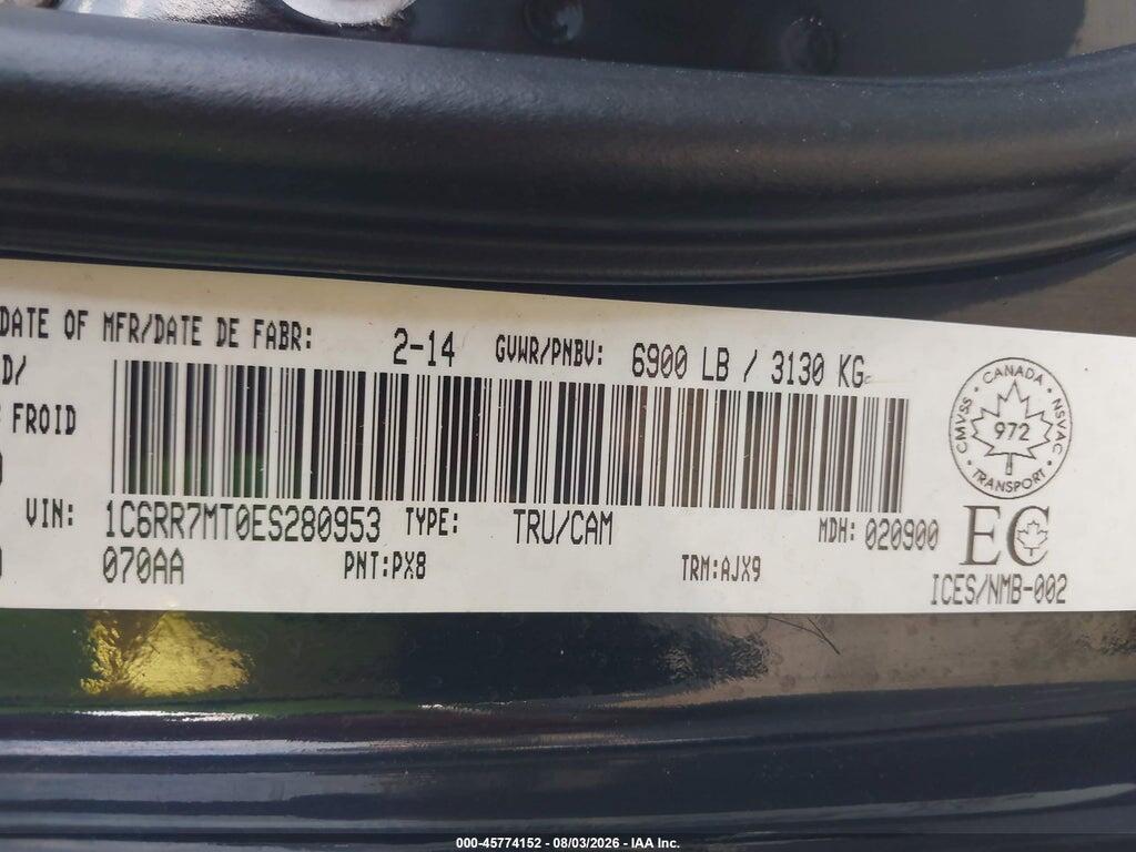 1C6RR7MT0ES280953 2014 RAM 1500 photo no. 9