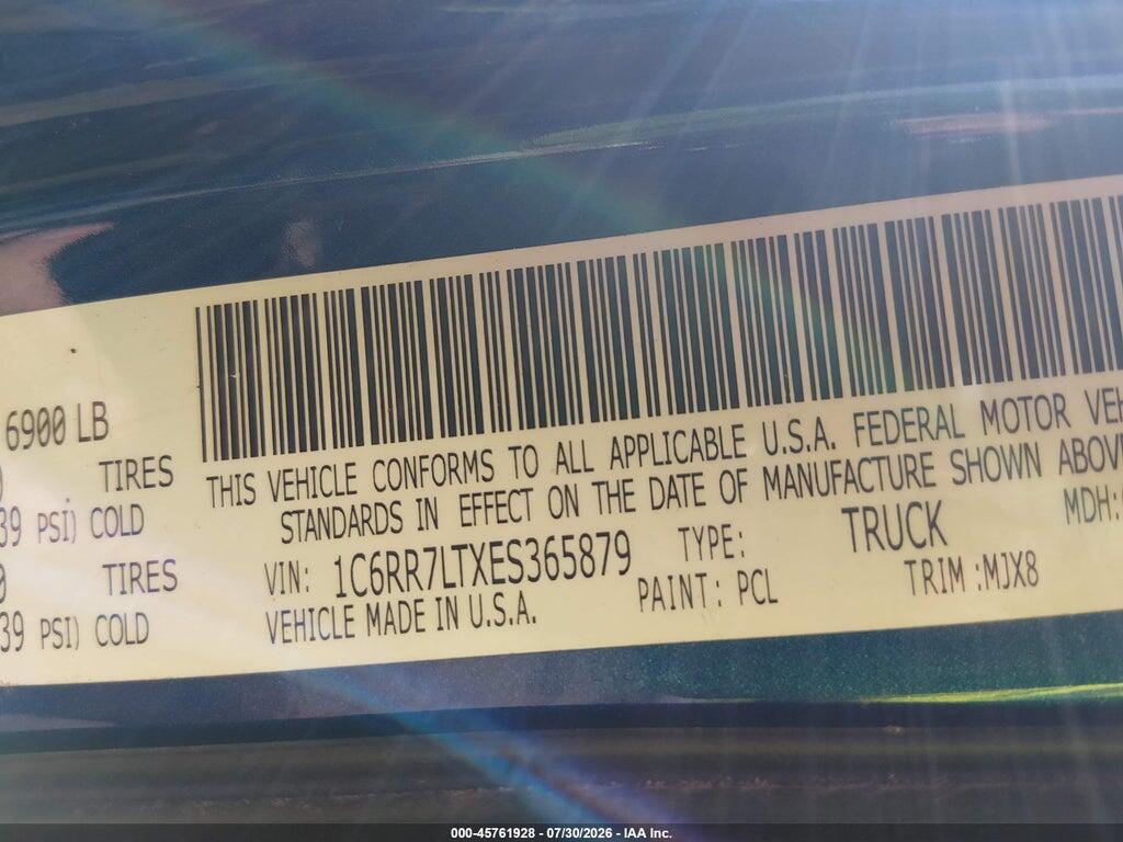 1C6RR7LTXES365879 2014 RAM 1500 photo no. 9