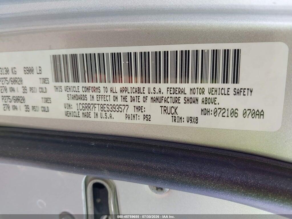 1C6RR7FT8ES393577 2014 RAM 1500 photo no. 9