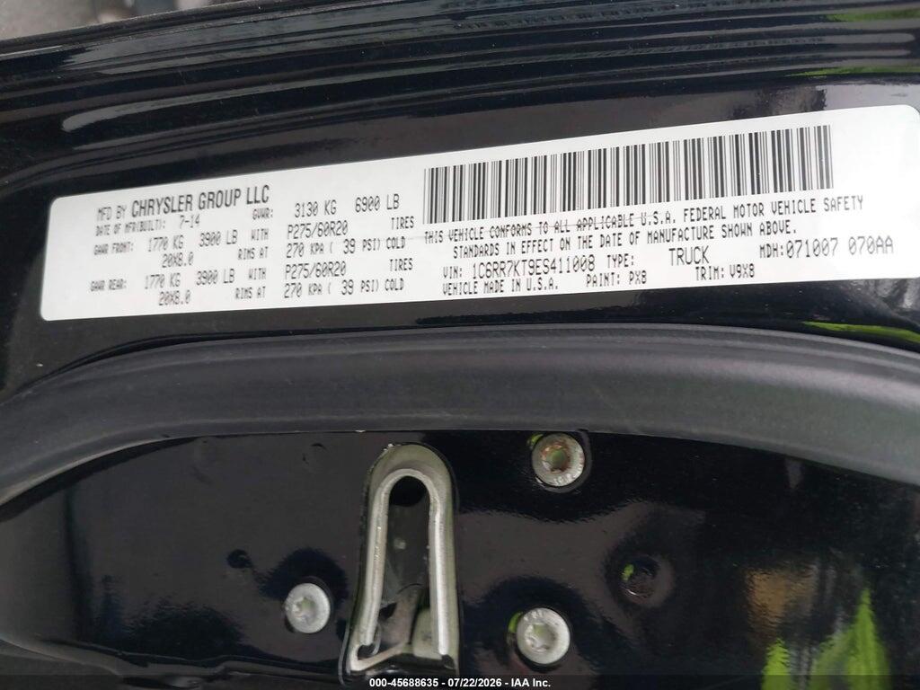 1C6RR7KT9ES411008 2014 RAM 1500 photo no. 9