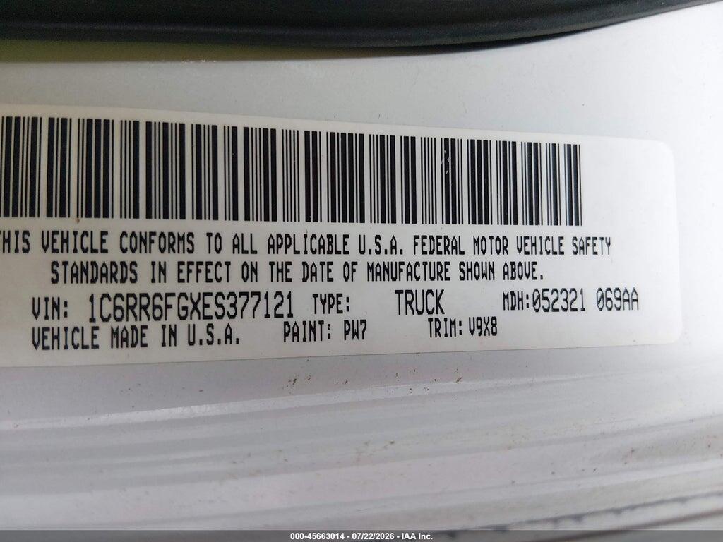 1C6RR6FGXES377121 2014 RAM 1500 photo no. 9