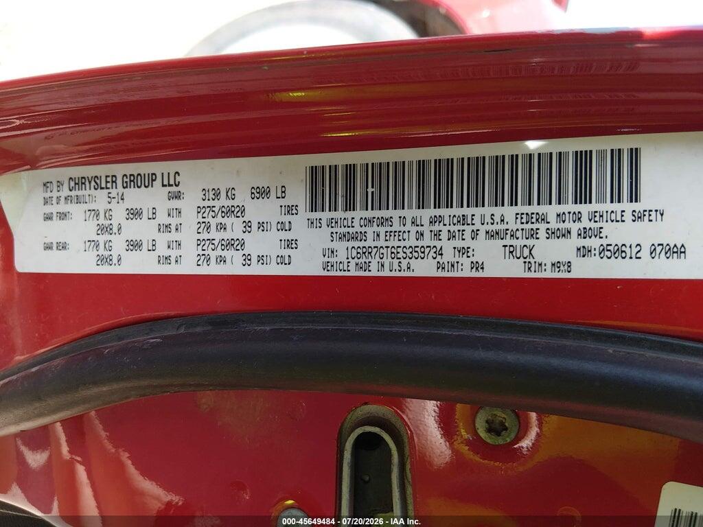 1C6RR7GT6ES359734 2014 RAM 1500 photo no. 9