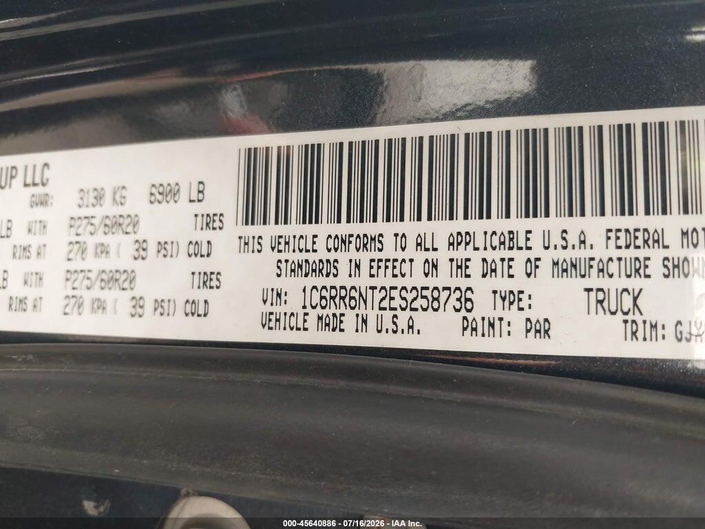 1C6RR6NT2ES258736 2014 RAM 1500 photo no. 9