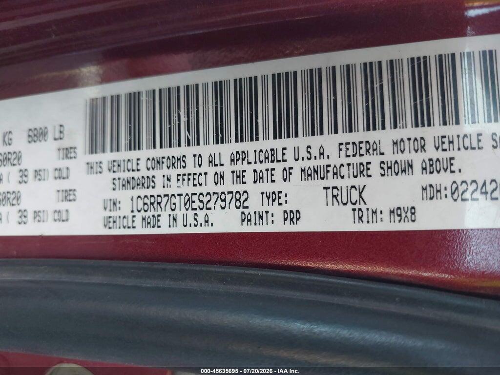 1C6RR7GT0ES279782 2014 RAM 1500 photo no. 9
