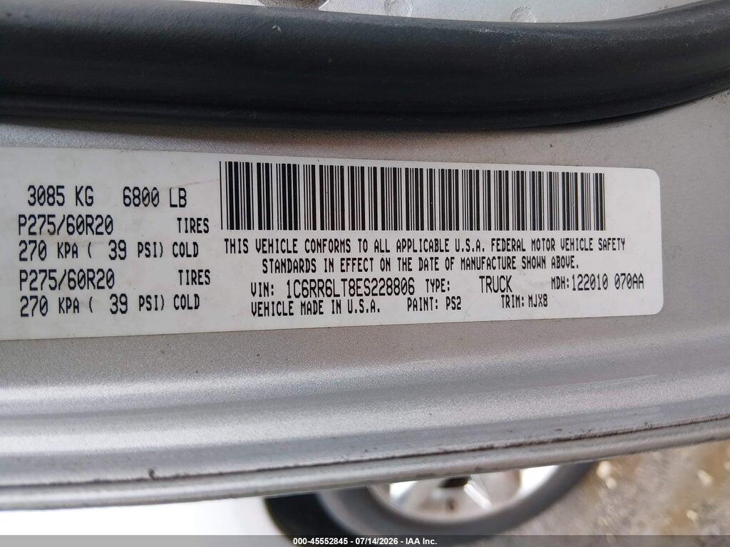 1C6RR6LT8ES228806 2014 RAM 1500 photo no. 9