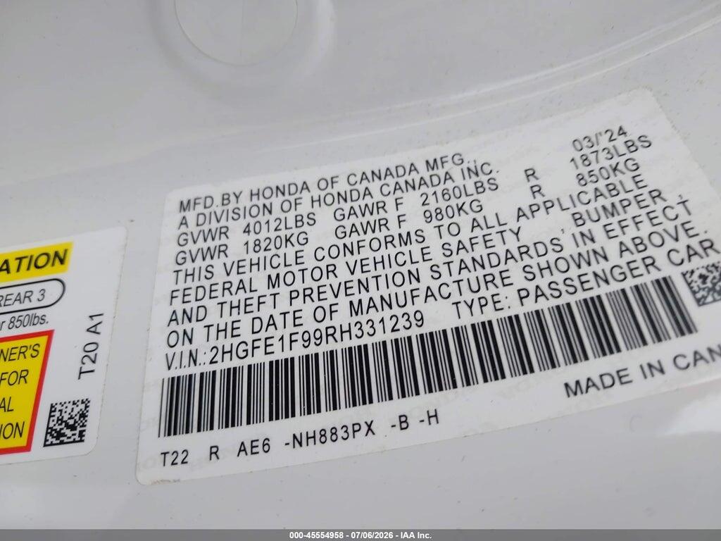 2HGFE1F99RH331239 2024 HONDA CIVIC photo no. 9