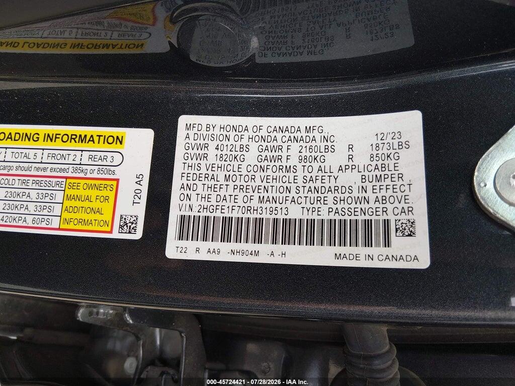 2HGFE1F70RH319513 2024 HONDA CIVIC photo no. 9