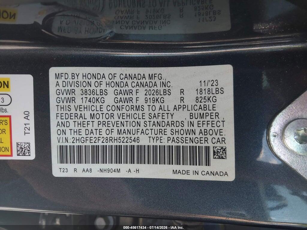 2HGFE2F28RH522546 2024 HONDA CIVIC photo no. 9